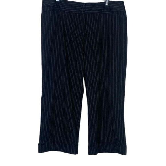 Lane Bryant Pinstripe Straight Leg Cropped Stretch Trouser Pant Pockets 18 Black - Picture 9 of 15